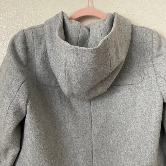 J. Crew Jacket Womens Size 6 Gray Melton Wool Full Zip Hooded Pea Coat Preppy - Picture 8 of 13